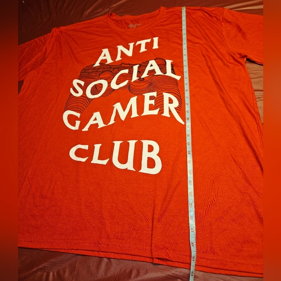 Anti Social Gamer Club Tee sx5X New by RGSTR Red w/White - Picture 4 of 5